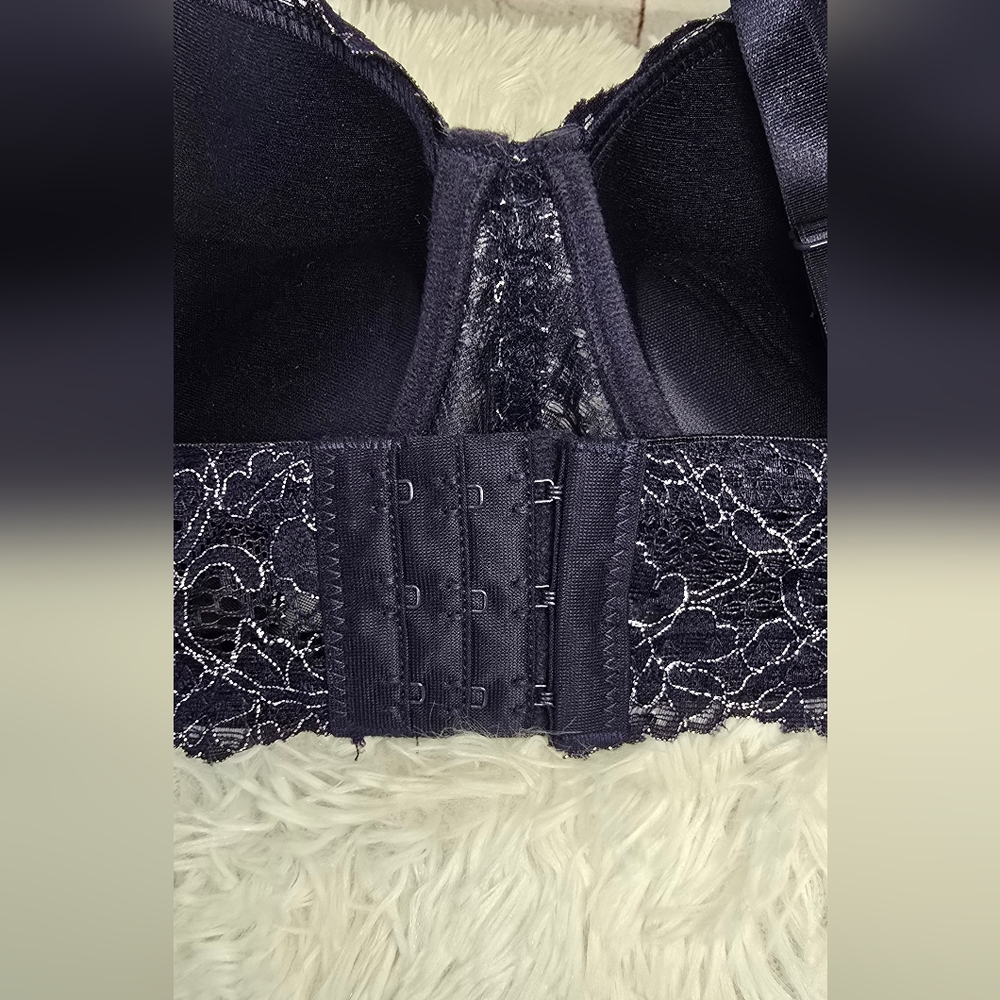 Elegant Blue Push-up Lace Bra - Picture 4 of 5